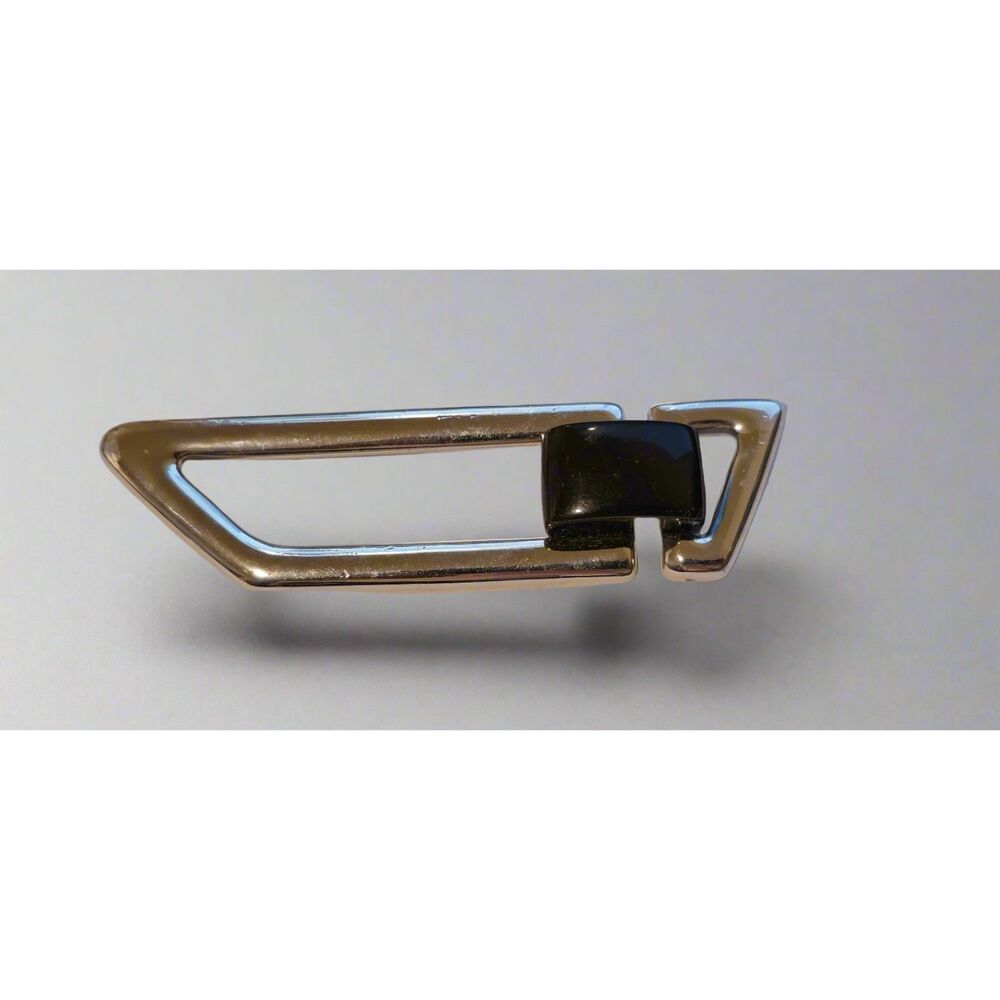 Vintage Monet Silver & Black Mod Art Brooch – Modernist Geometric Enamel Pin